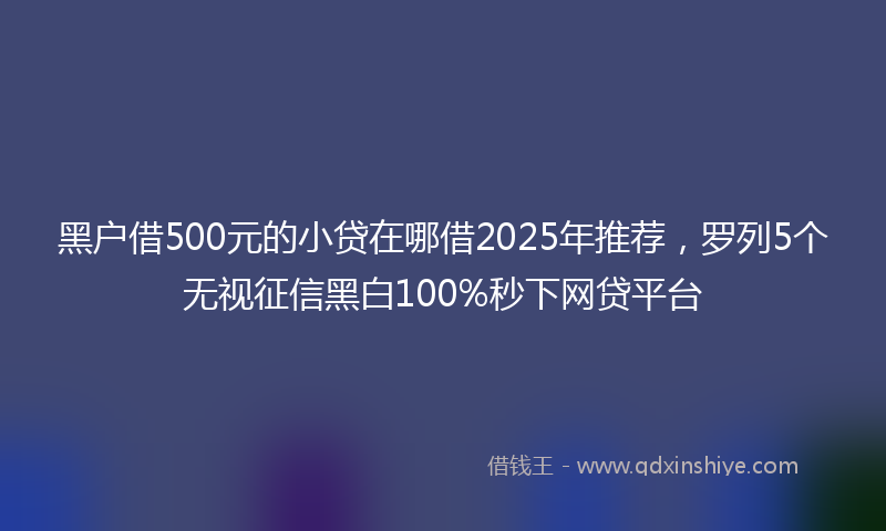 黑户借500元的小贷在哪借2025年推荐，罗列5个无视征信黑白100%秒下网贷平台