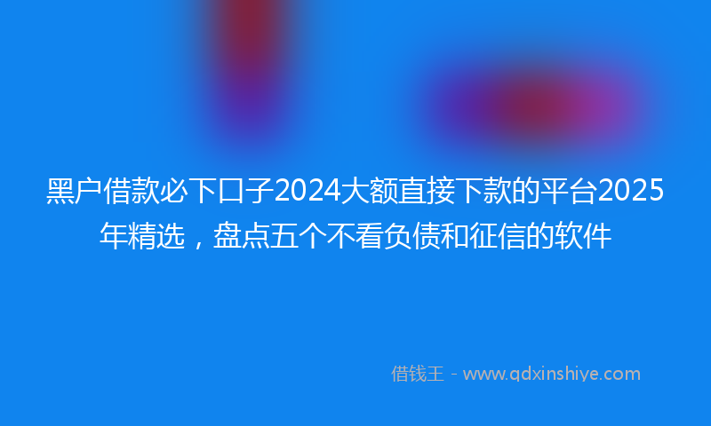 黑户借款必下口子2024大额直接下款的平台2025年精选，盘点五个不看负债和征信的软件