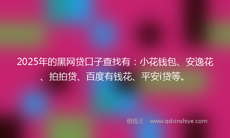 2025年的黑网贷口子查找有：小花钱包、安逸花、拍拍贷、百度有钱花、平安i贷等。