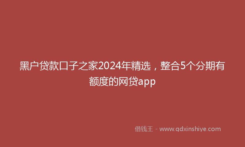 黑户贷款口子之家2024年精选，整合5个分期有额度的网贷app