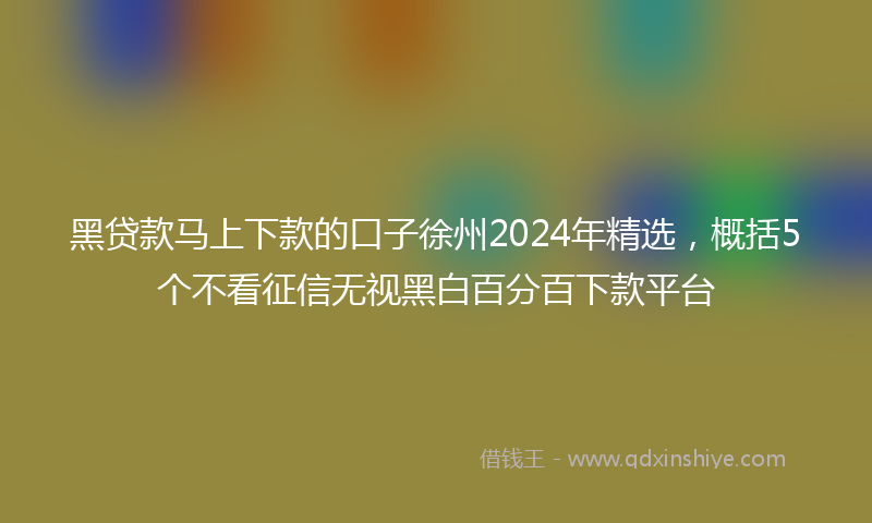 黑贷款马上下款的口子徐州2024年精选，概括5个不看征信无视黑白百分百下款平台