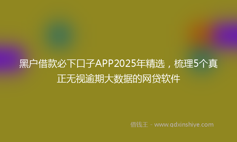 黑户借款必下口子APP2025年精选，梳理5个真正无视逾期大数据的网贷软件