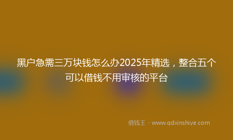 黑户急需三万块钱怎么办2025年精选,整合五个可以借钱不用审核的平台