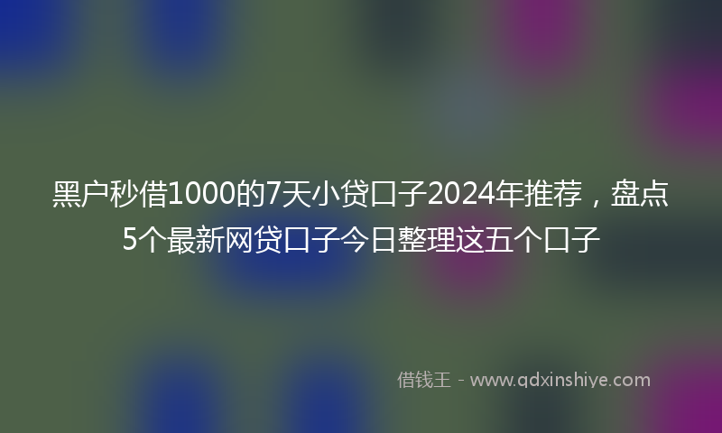 黑户秒借1000的7天小贷口子2024年推荐，盘点5个最新网贷口子今日整理这五个口子