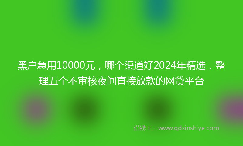 黑户急用10000元，哪个渠道好2024年精选，整理五个不审核夜间直接放款的网贷平台