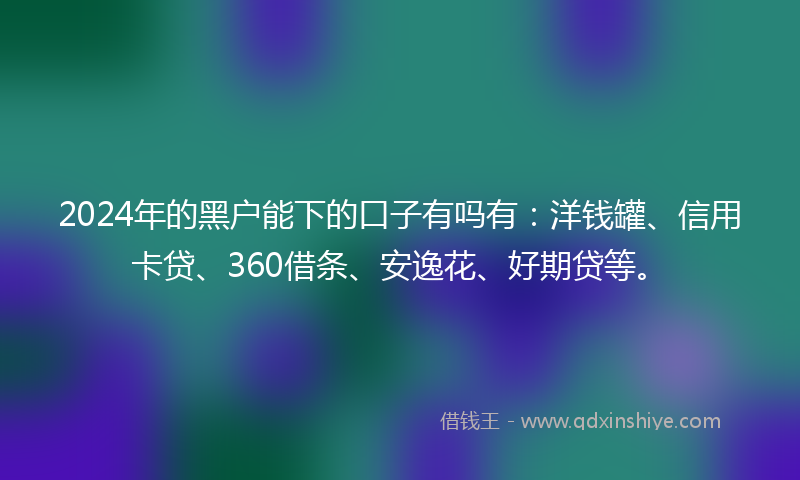 2024年的黑户能下的口子有吗有：洋钱罐、信用卡贷、360借条、安逸花、好期贷等。