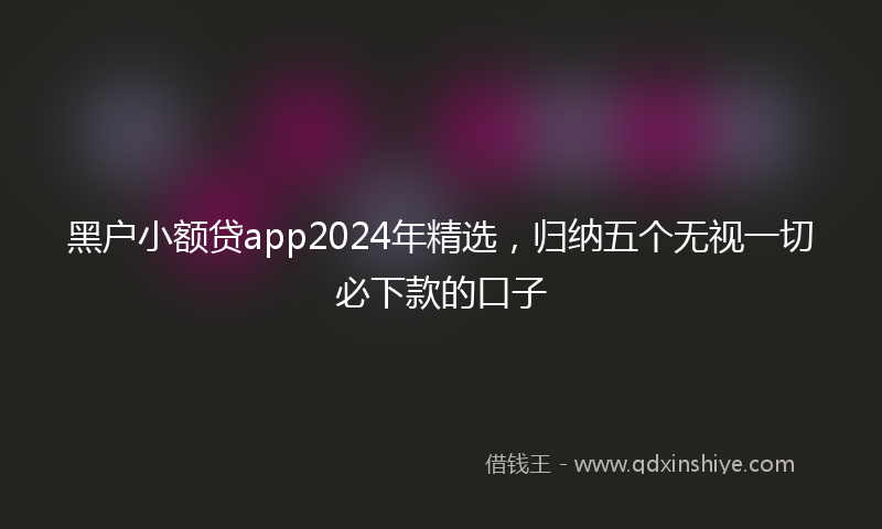黑户小额贷app2024年精选，归纳五个无视一切必下款的口子