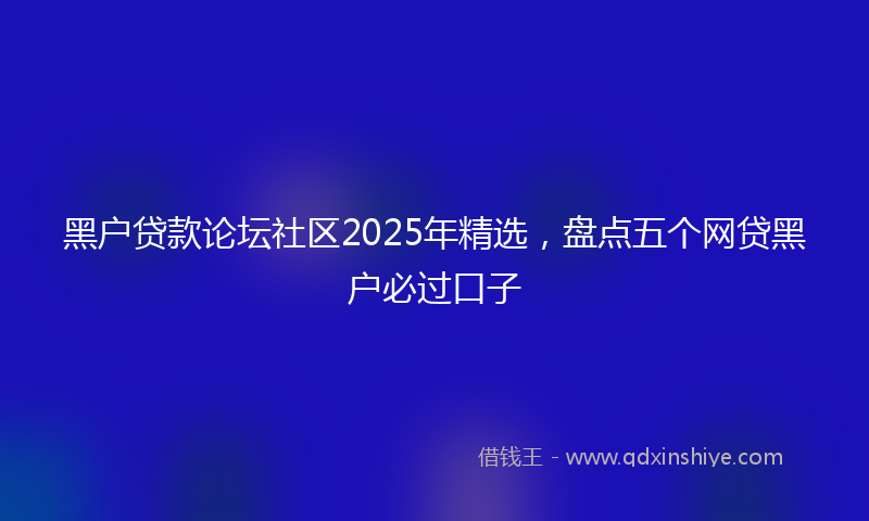 黑户贷款论坛社区2025年精选，盘点五个网贷黑户必过口子