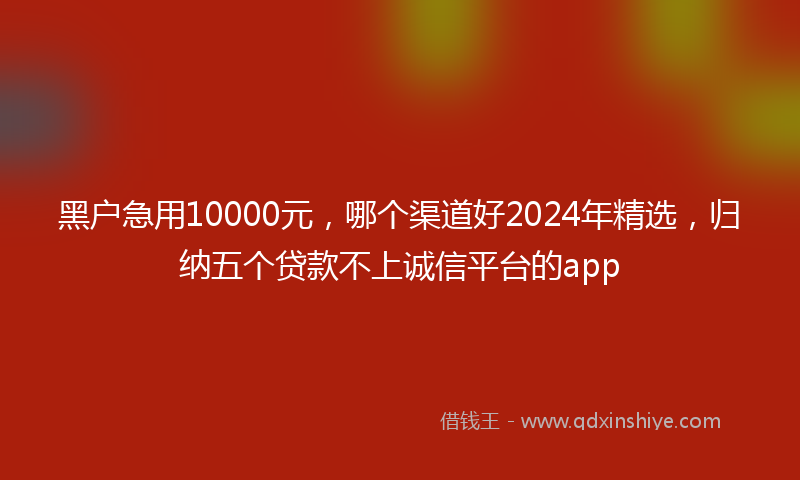 黑户急用10000元，哪个渠道好2024年精选，归纳五个贷款不上诚信平台的app