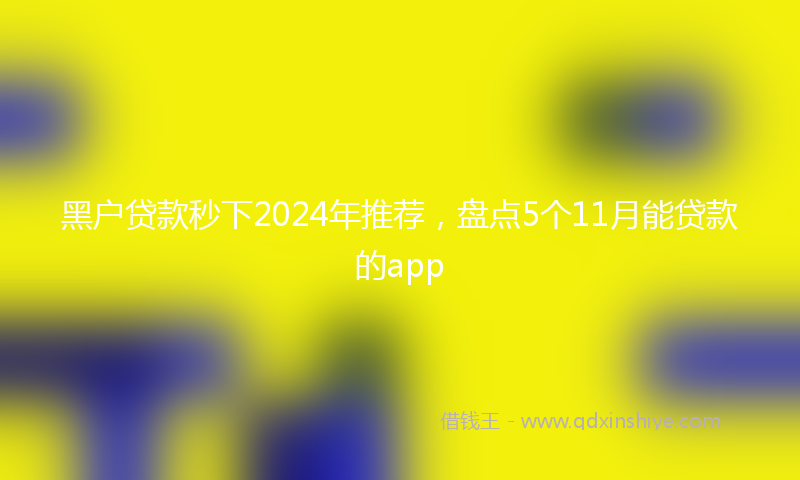 黑户贷款秒下2024年推荐，盘点5个11月能贷款的app