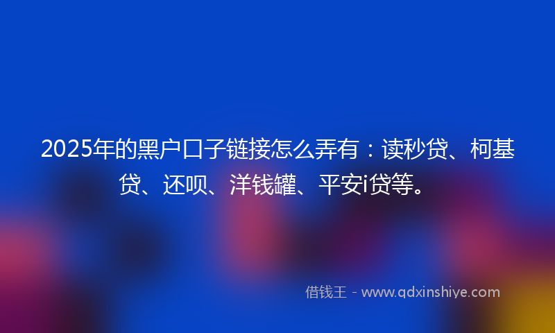 2025年的黑户口子链接怎么弄有：读秒贷、柯基贷、还呗、洋钱罐、平安i贷等。
