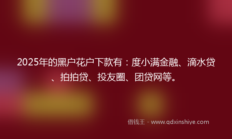 2025年的黑户花户下款有：度小满金融、滴水贷、拍拍贷、投友圈、团贷网等。