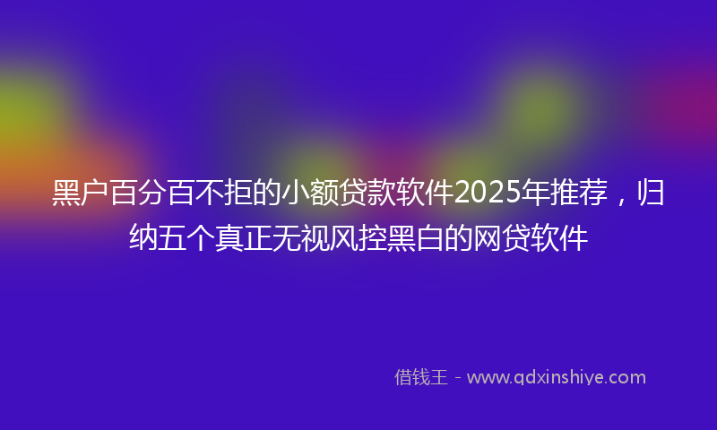 黑户百分百不拒的小额贷款软件2025年推荐，归纳五个真正无视风控黑白的网贷软件