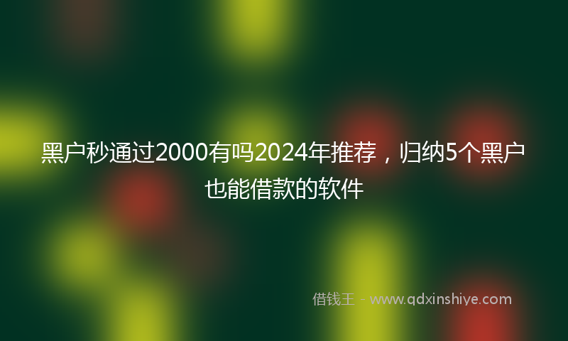 黑户秒通过2000有吗2024年推荐，归纳5个黑户也能借款的软件