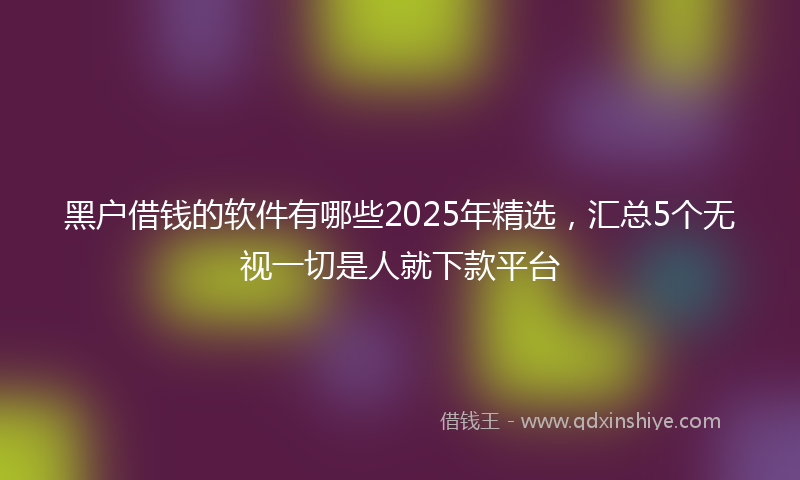黑户借钱的软件有哪些2025年精选，汇总5个无视一切是人就下款平台
