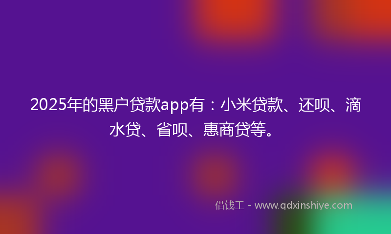 2025年的黑户贷款app有：小米贷款、还呗、滴水贷、省呗、惠商贷等。