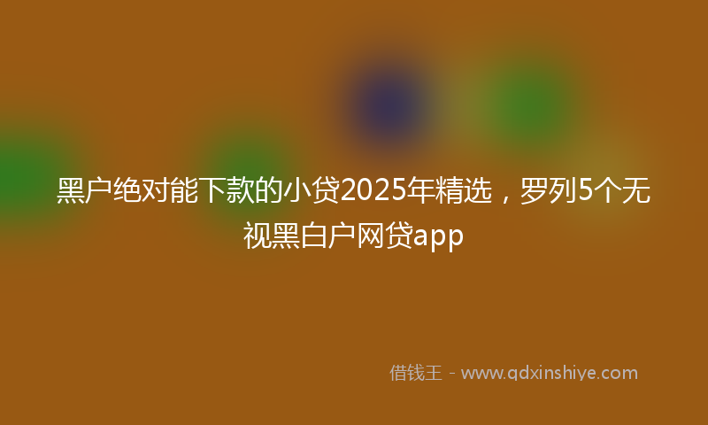 黑户绝对能下款的小贷2025年精选，罗列5个无视黑白户网贷app