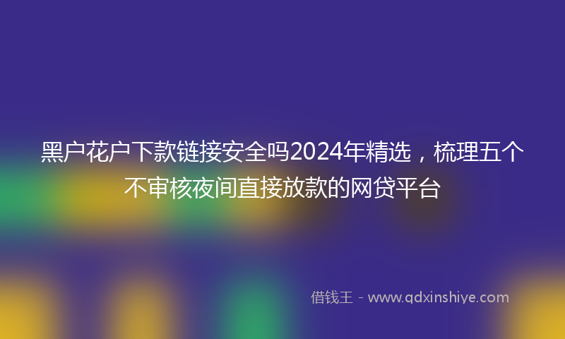 黑户花户下款链接安全吗2024年精选，梳理五个不审核夜间直接放款的网贷平台
