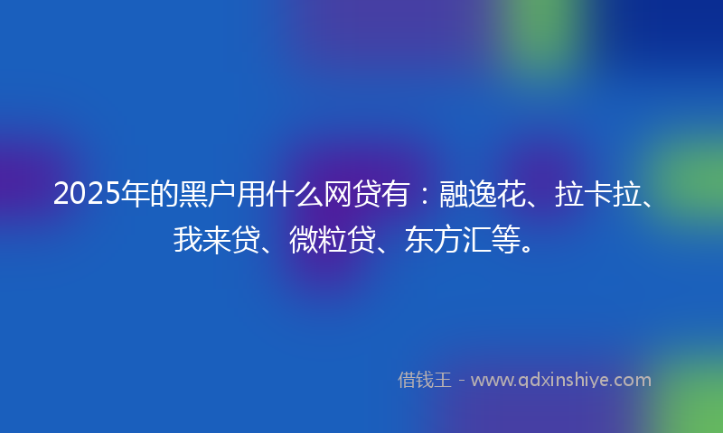 2025年的黑户用什么网贷有：融逸花、拉卡拉、我来贷、微粒贷、东方汇等。