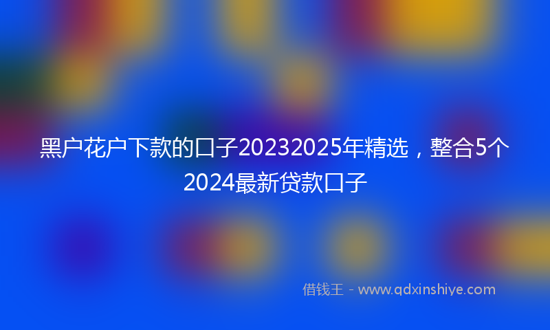 黑户花户下款的口子20232025年精选，整合5个2024最新贷款口子