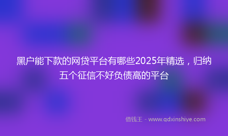 黑户能下款的网贷平台有哪些2025年精选，归纳五个征信不好负债高的平台