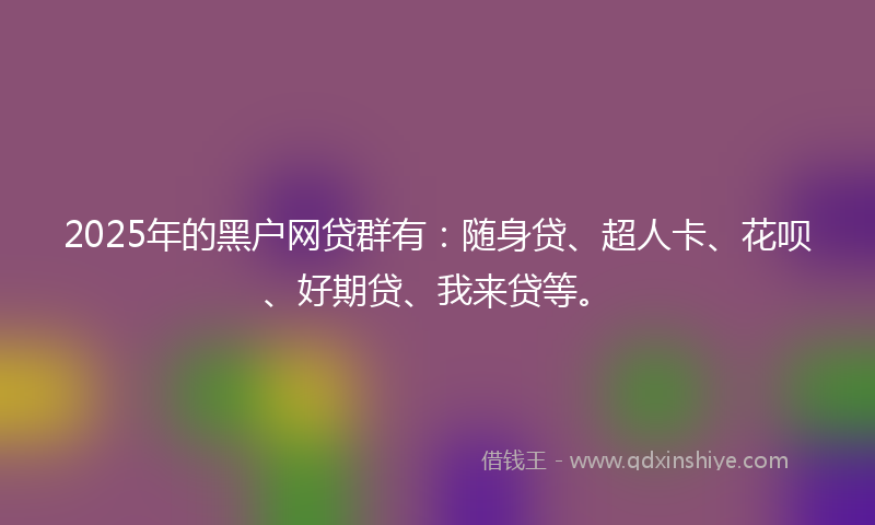 2025年的黑户网贷群有：随身贷、超人卡、花呗、好期贷、我来贷等。