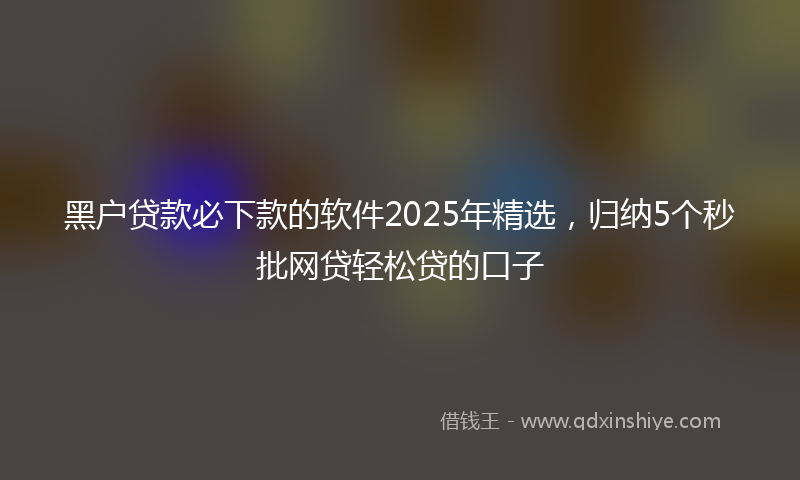 黑户贷款必下款的软件2025年精选，归纳5个秒批网贷轻松贷的口子