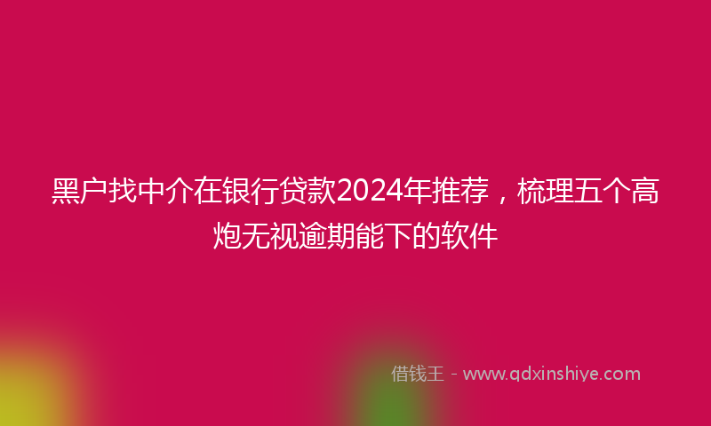 黑户找中介在银行贷款2024年推荐，梳理五个高炮无视逾期能下的软件