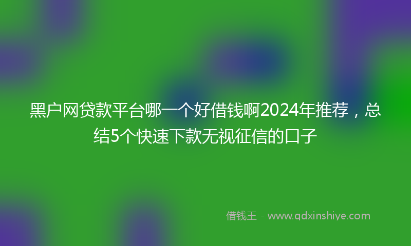 黑户网贷款平台哪一个好借钱啊2024年推荐，总结5个快速下款无视征信的口子