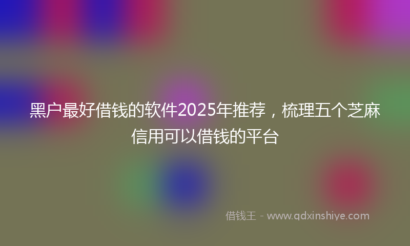 黑户最好借钱的软件2025年推荐，梳理五个芝麻信用可以借钱的平台