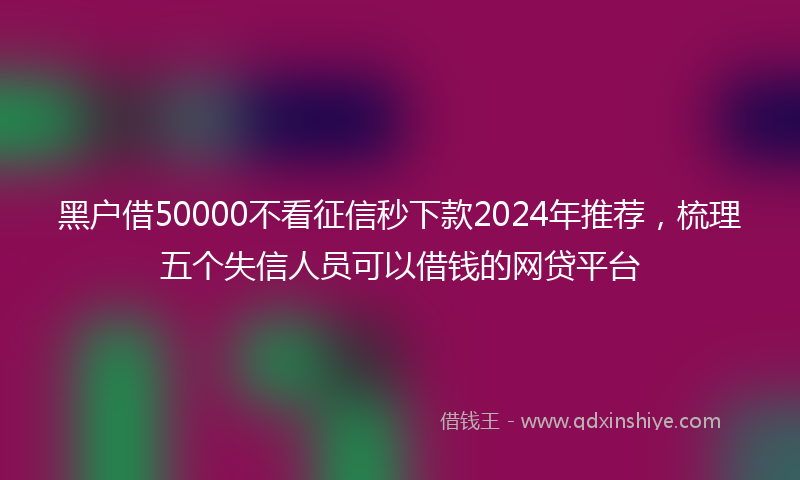 黑户借50000不看征信秒下款2024年推荐，梳理五个失信人员可以借钱的网贷平台