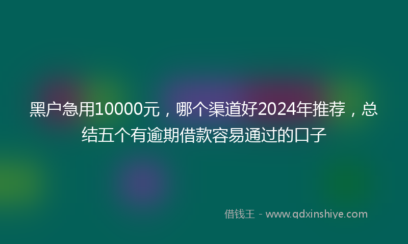 黑户急用10000元，哪个渠道好2024年推荐，总结五个有逾期借款容易通过的口子
