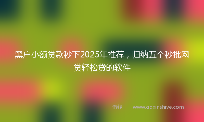 黑户小额贷款秒下2025年推荐，归纳五个秒批网贷轻松贷的软件