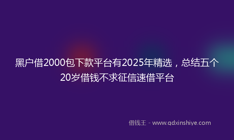 黑户借2000包下款平台有2025年精选，总结五个20岁借钱不求征信速借平台