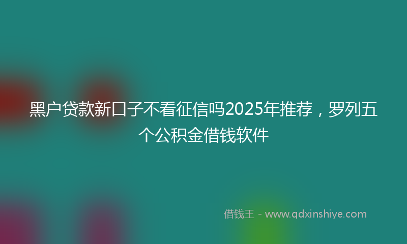 黑户贷款新口子不看征信吗2025年推荐，罗列五个公积金借钱软件