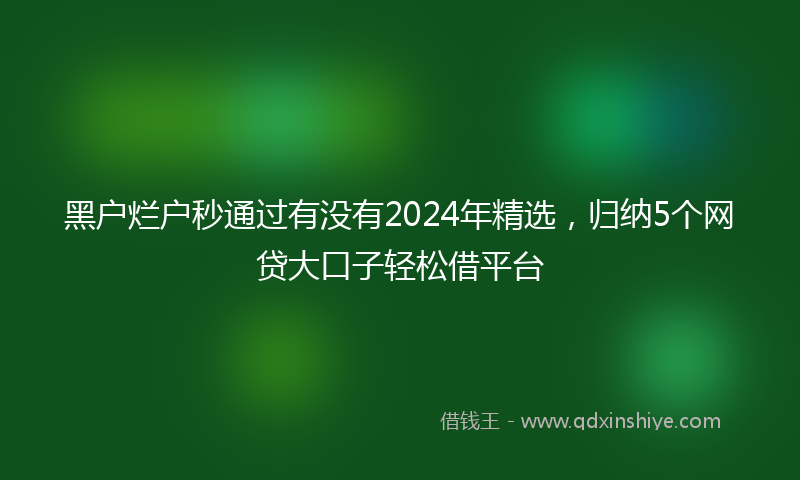 黑户烂户秒通过有没有2024年精选，归纳5个网贷大口子轻松借平台
