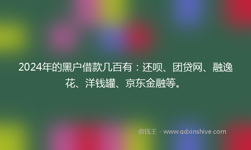 2024年的黑户借款几百有：还呗、团贷网、融逸花、洋钱罐、京东金融等。
