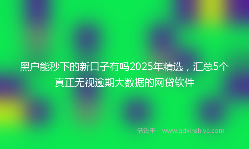 黑户能秒下的新口子有吗2025年精选，汇总5个真正无视逾期大数据的网贷软件