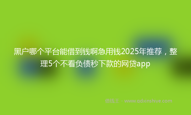 黑户哪个平台能借到钱啊急用钱2025年推荐，整理5个不看负债秒下款的网贷app