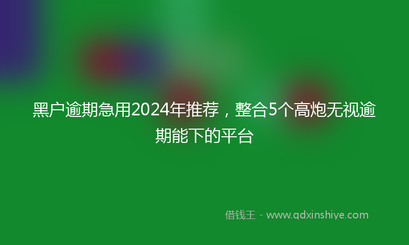 黑户逾期急用2024年推荐，整合5个高炮无视逾期能下的平台