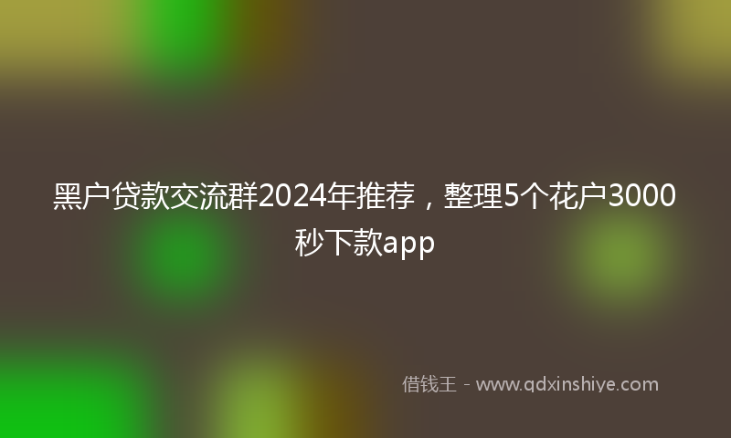 黑户贷款交流群2024年推荐，整理5个花户3000秒下款app