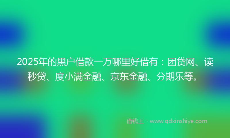 2025年的黑户借款一万哪里好借有：团贷网、读秒贷、度小满金融、京东金融、分期乐等。