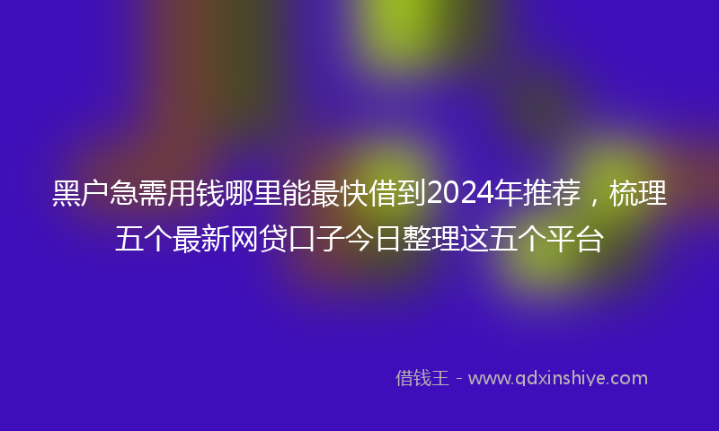 黑户急需用钱哪里能最快借到2024年推荐,梳理五个最新网贷口子今日整理这五个平台