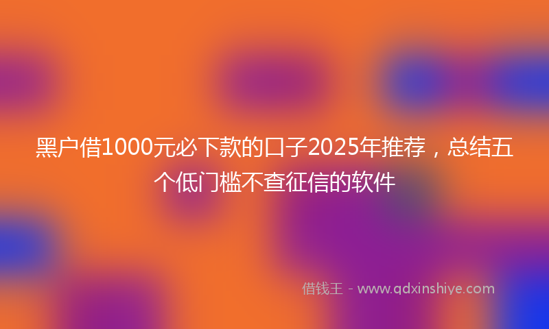 黑户借1000元必下款的口子2025年推荐，总结五个低门槛不查征信的软件