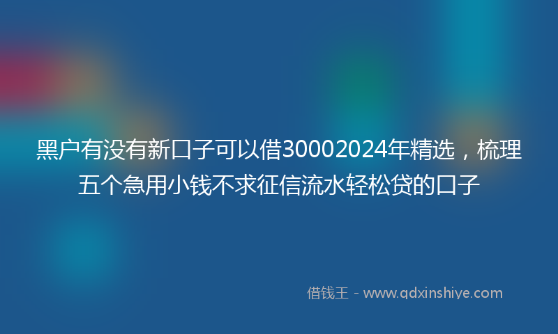 黑户有没有新口子可以借30002024年精选，梳理五个急用小钱不求征信流水轻松贷的口子