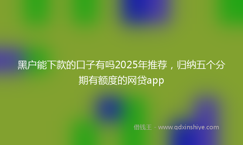 黑户能下款的口子有吗2025年推荐，归纳五个分期有额度的网贷app