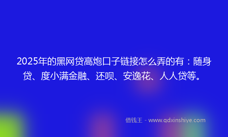 2025年的黑网贷高炮口子链接怎么弄的有：随身贷、度小满金融、还呗、安逸花、人人贷等。