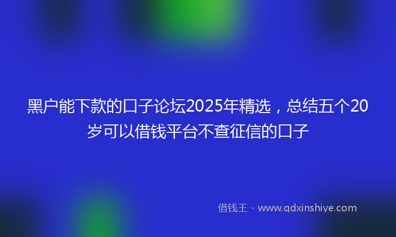 黑户能下款的口子论坛2025年精选，总结五个20岁可以借钱平台不查征信的口子