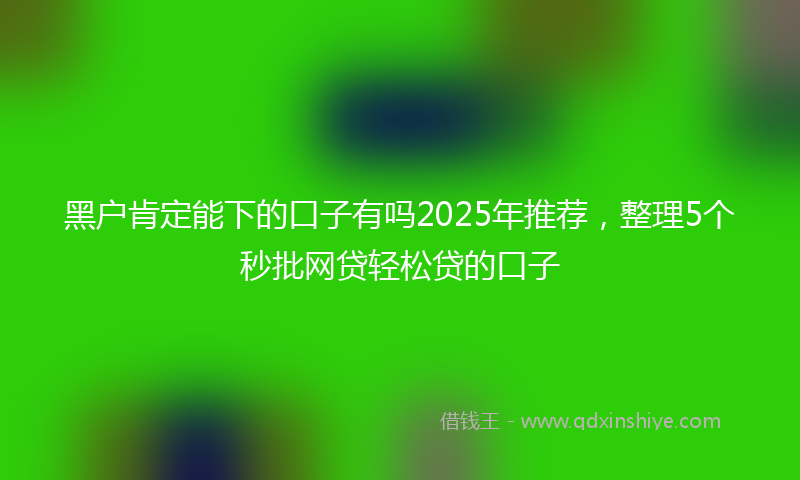 黑户肯定能下的口子有吗2025年推荐，整理5个秒批网贷轻松贷的口子