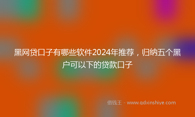 黑网贷口子有哪些软件2024年推荐，归纳五个黑户可以下的贷款口子